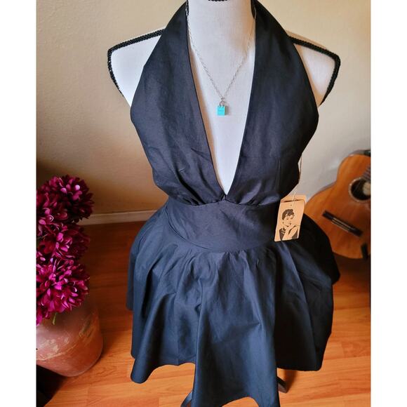 NWT Pin-up Cocktail Elegant Black Halter Midi Dress Size Small Maggie Tang - Picture 5 of 10